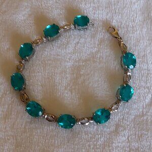 Vintage Sterling Silver Chuck Clemency Turquoise-Blue Stone Bracelet